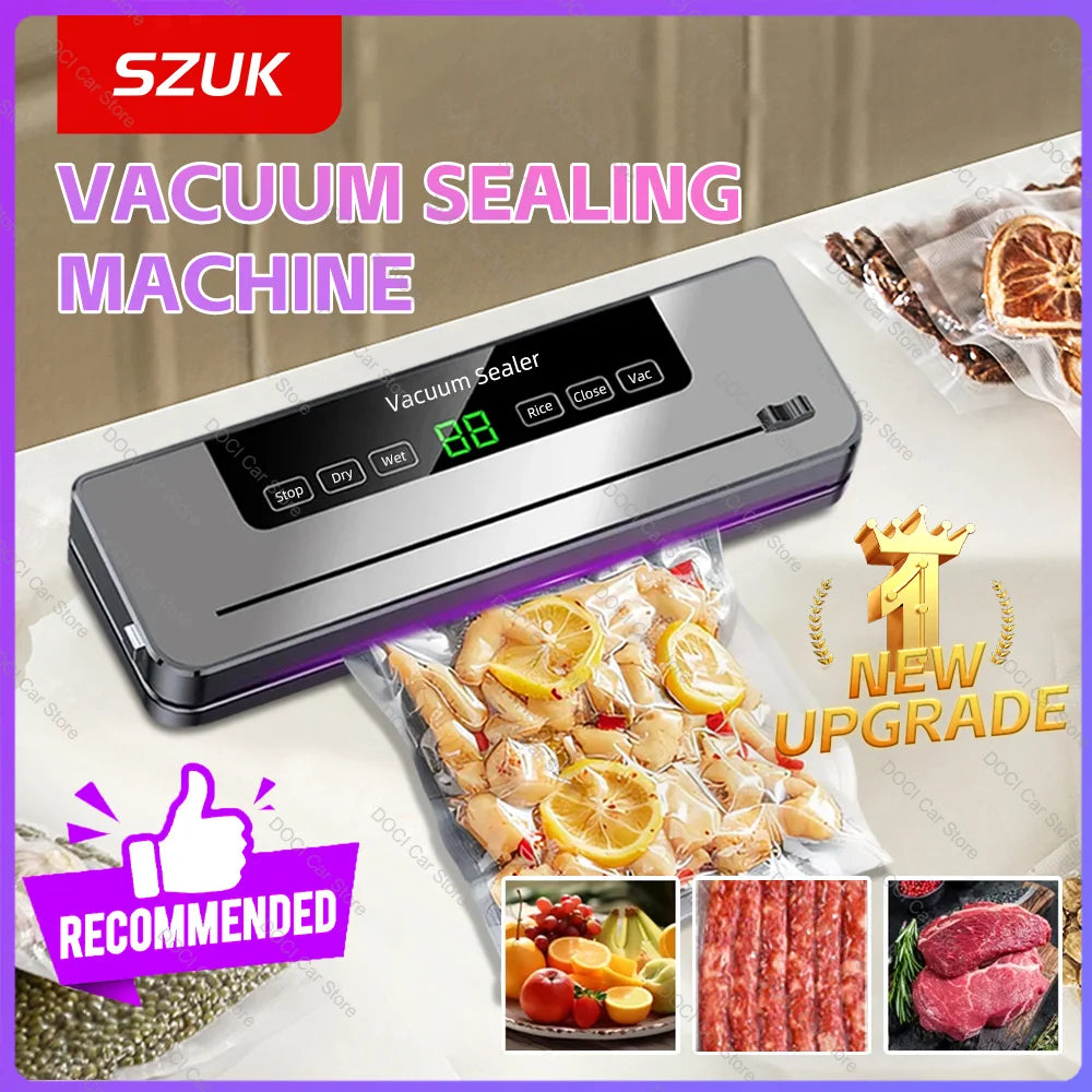 SZUK Kitchen Vacuum Sealing Machine Electric Vacuum Sealer built-in cutter Houesehold Vacuum food sealer with 10 Sealed Bags