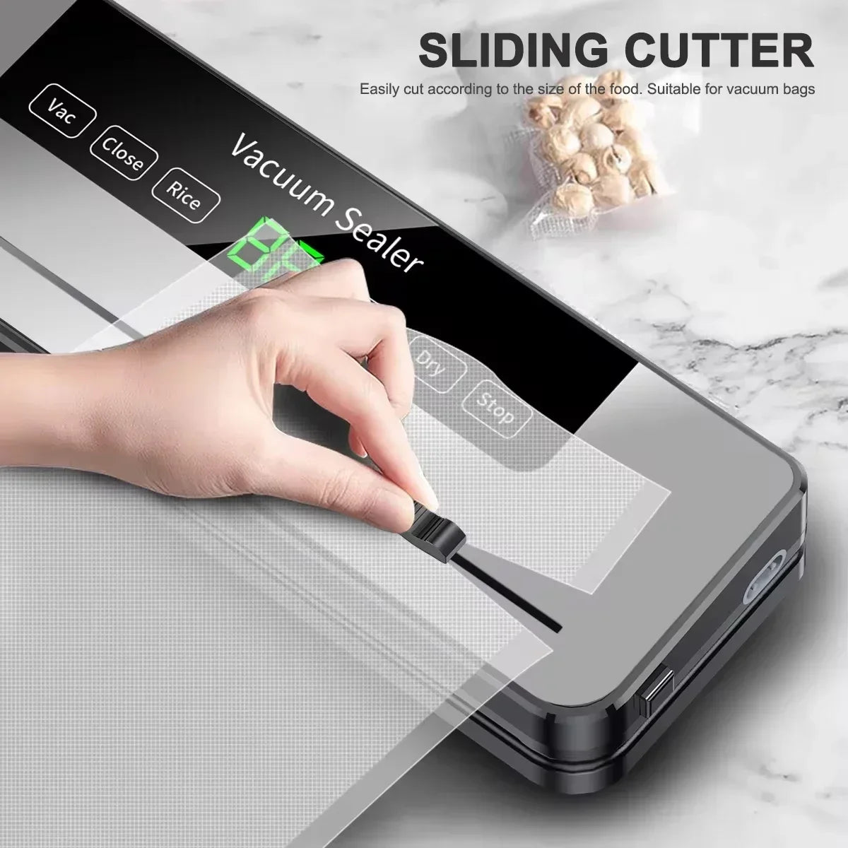 SZUK Kitchen Vacuum Sealing Machine Electric Vacuum Sealer built-in cutter Houesehold Vacuum food sealer with 10 Sealed Bags